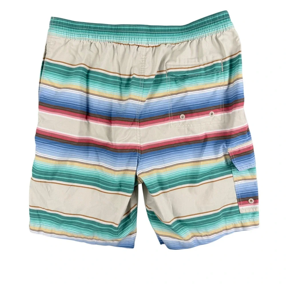 Tommy Bahama Relax Swim Trunks Mens L Multicolor Striped Drawstring Board Shorts